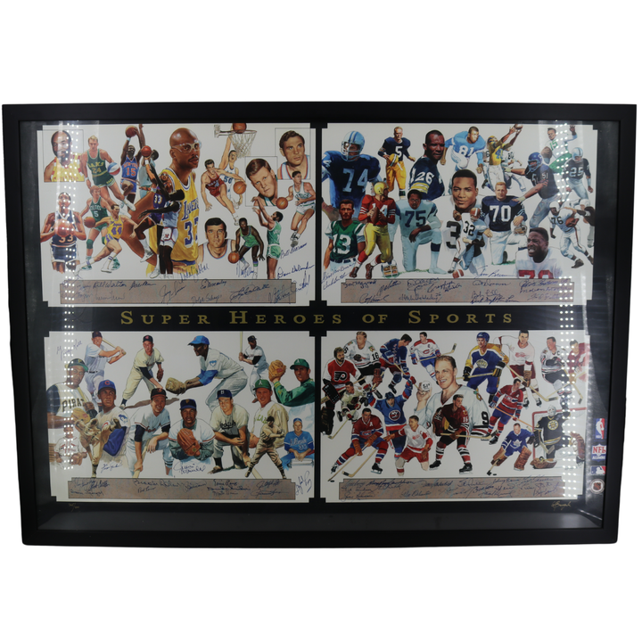 Super Heroes of Sports Autographed Signed Framed Collage 61 Autos JSA LOA