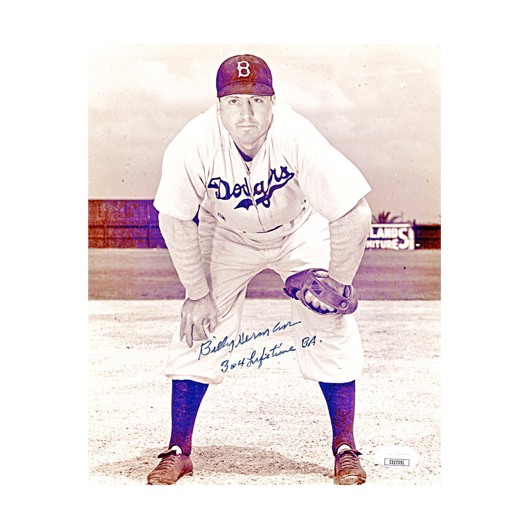 Billy Herman Brooklyn Dodgers Autographed Signed Inscribed "304 Lifetime BA" 8x10 Photo (JSA COA #CE17351)