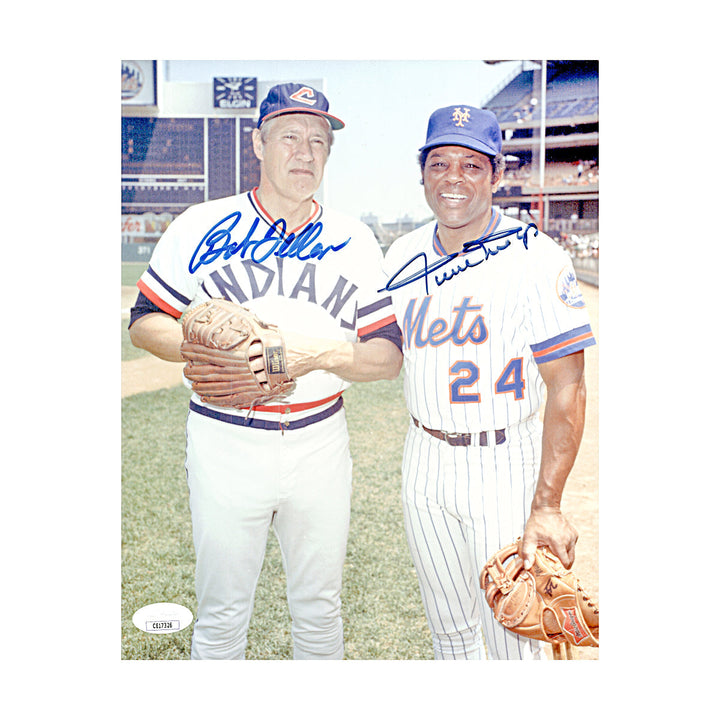 Bob Feller Willie Mays Indians Mets Dual Signed Autographed 8x10 Photo (JSA COA #CE17326)
