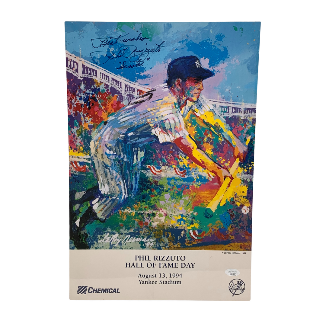 Phil Rizzuto Yankees Autographed Signed Inscribed 12x18 Hall of Fame Poster (JSA