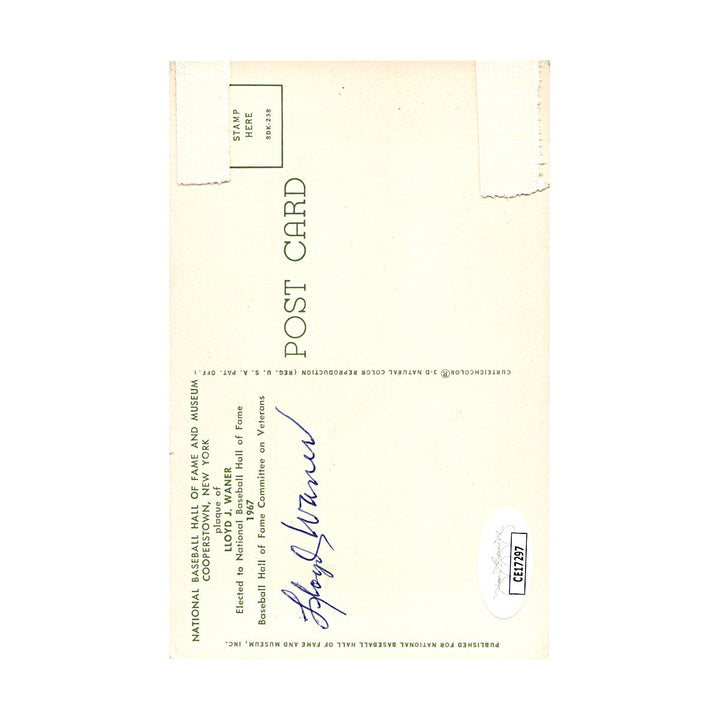 Lloyd Waner Pittsburgh Pirates Autograph Signed Hall of Fame Card (JSA COA #CE17297)