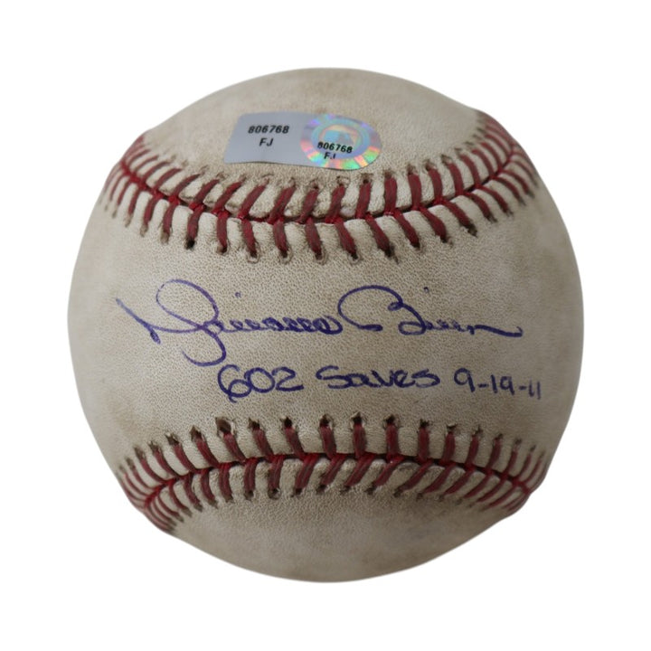 Mariano Rivera New York Yankees Autographed Inscribed Game Used OMLB Baseball MLB Auth