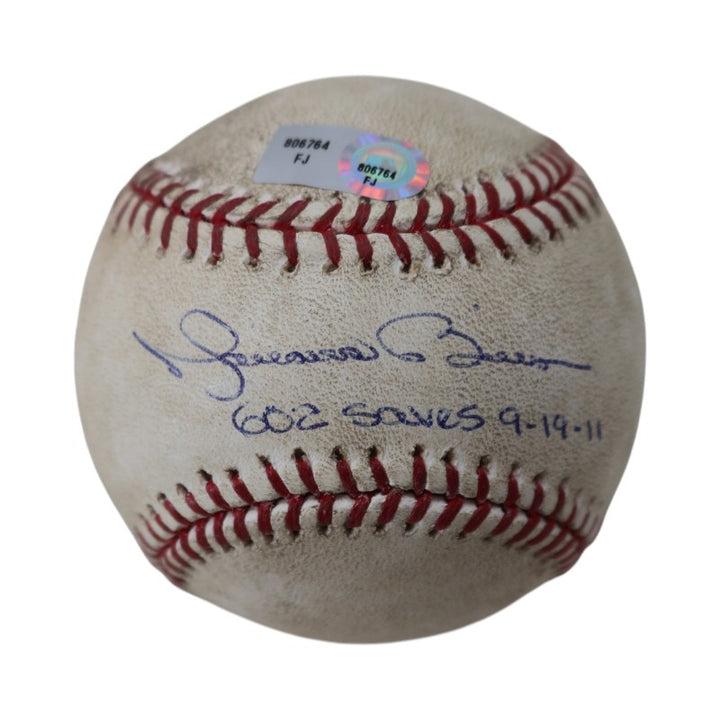 Mariano Rivera New York Yankees Autographed Inscribed Game Used OMLB Baseball MLB Auth FJ806764