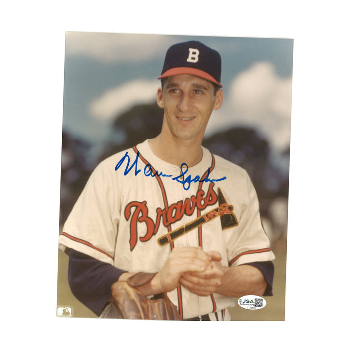 Warren Spahn Milwaukee Braves Autographed 8x10 Photo JSA COA