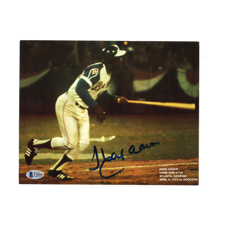 Hank Aaron Atlanta Braves Autographed 8x10 Photo Beckett COA