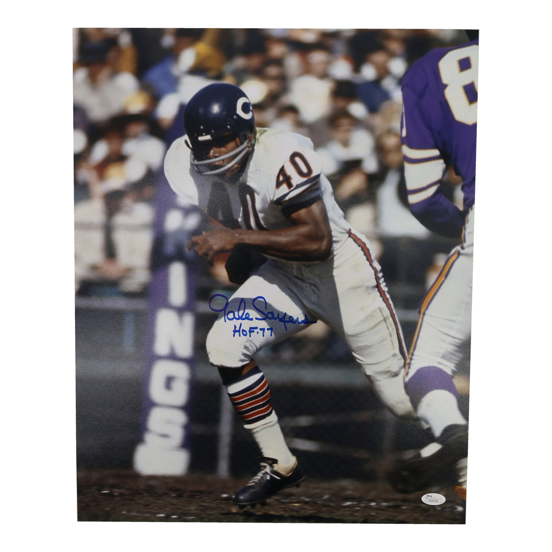 Gale Sayers Chicago Bears Autographed Inscribed 16x20 Photo JSA Holo