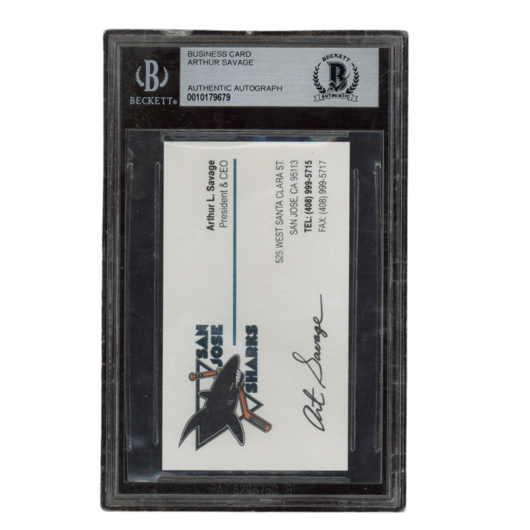 Arthur Savage Autographed Signed San Jose Sharks Business Card Beckett