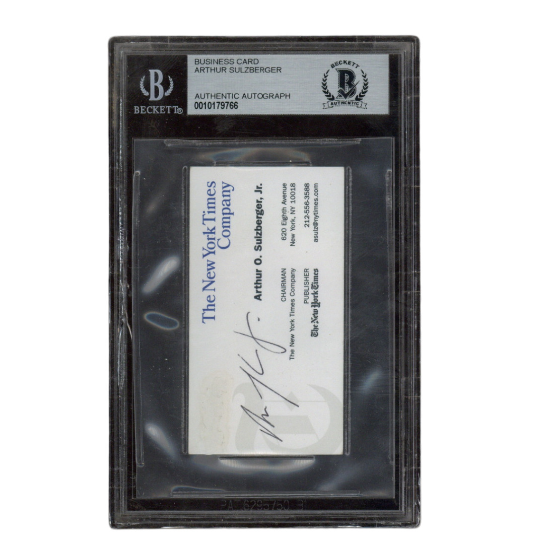 Arthur O Sulzberger Jr Autographed Signed New York Times Business Card Beckett