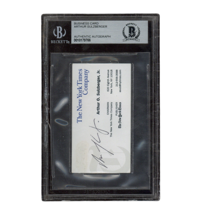 Arthur O Sulzberger Jr Autographed Signed New York Times Business Card Beckett