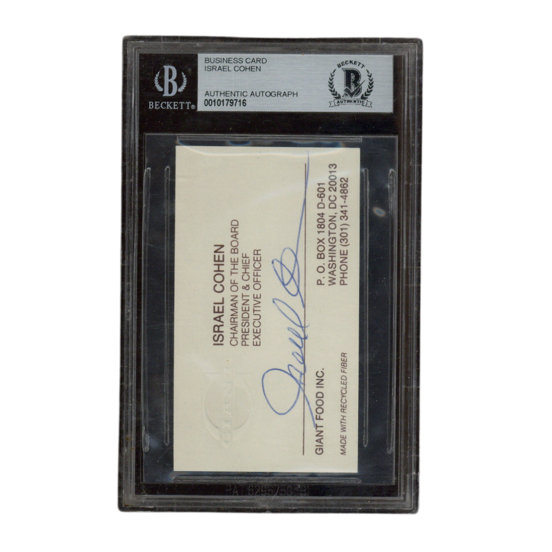 Israel Cohen Autographed Signed Giant Food Inc Business Card Beckett