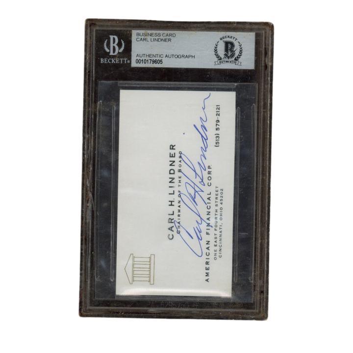 Carl Linder Autographed Signed American Financial Business Card Beckett