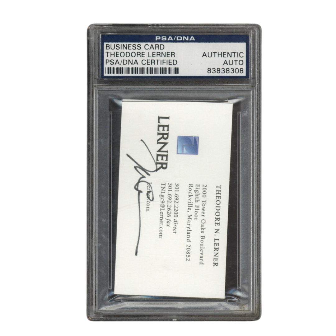 Theodore N Lerner Autographed Signed Lerner Enterprises Business Card PSA