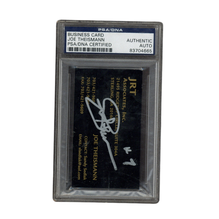 Joe Theismann Autographed Signed Washington JRT Associates Inc Business Card PSA