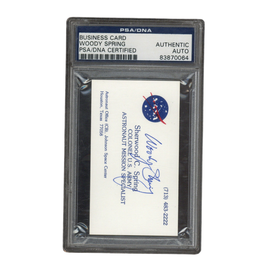 Sherwood C Spring Autographed Signed US Army Colonel Astronaut Business Card PSA