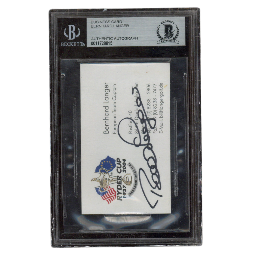 Bernhard Langer Autographed Signed 85 93 Masters Champion Business Card Beckett