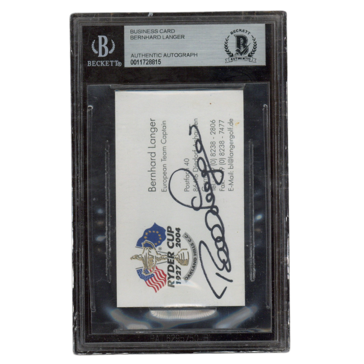 Bernhard Langer Autographed Signed 85 93 Masters Champion Business Card Beckett