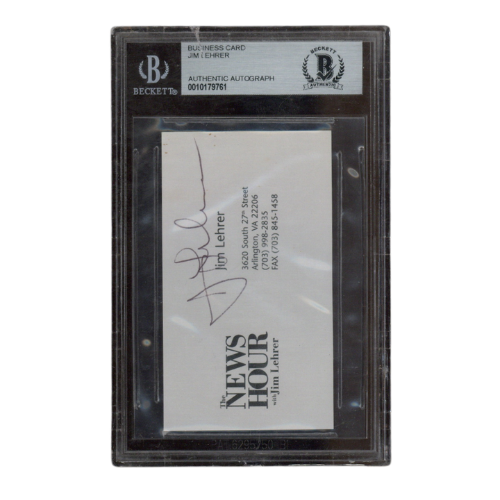 Jim Lehrer Autographed Signed The News Hour Business Card Beckett