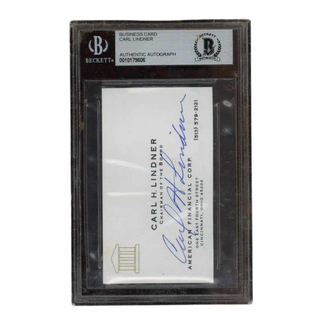 Carl H Linder Autographed Signed American Financial Business Card Beckett