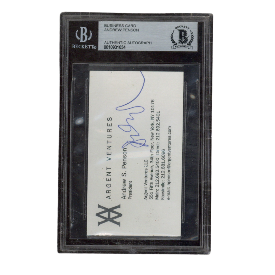 Andrew S Penson Autographed Signed Argent Ventures LLC Business Card Beckett