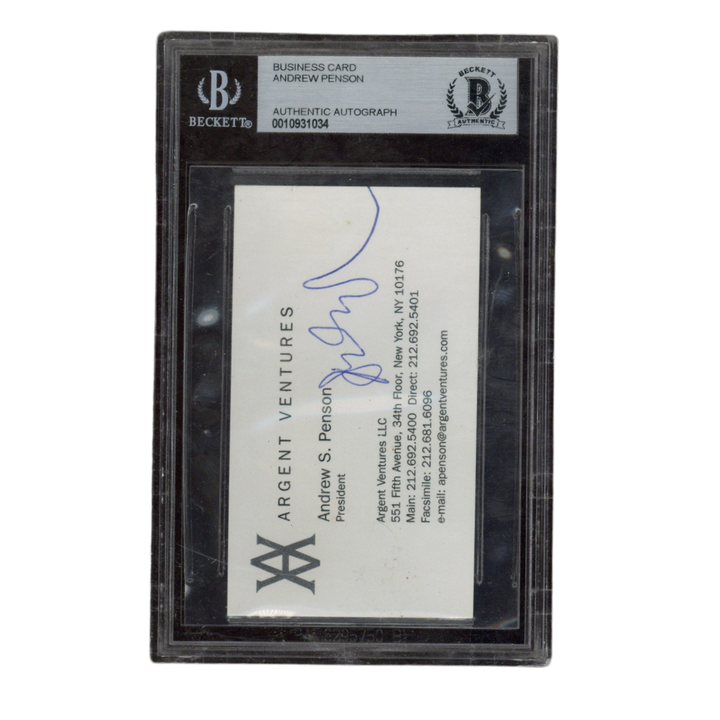 Andrew S Penson Autographed Signed Argent Ventures LLC Business Card Beckett