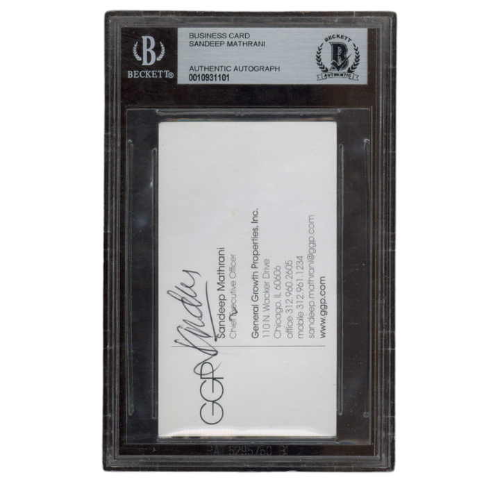 Sandeep Mathrani Signed General Growth Properties Business Card Beckett