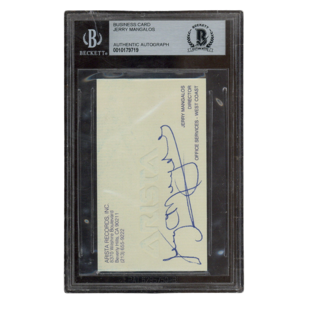 Jerry Mangalos Autographed Signed Arista Records Business Card Beckett