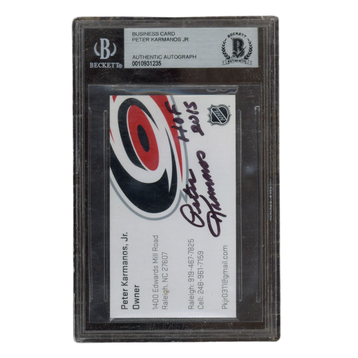 Peter Karanos Jr Autographed Signed Inscribed Hurricanes Business Card Beckett