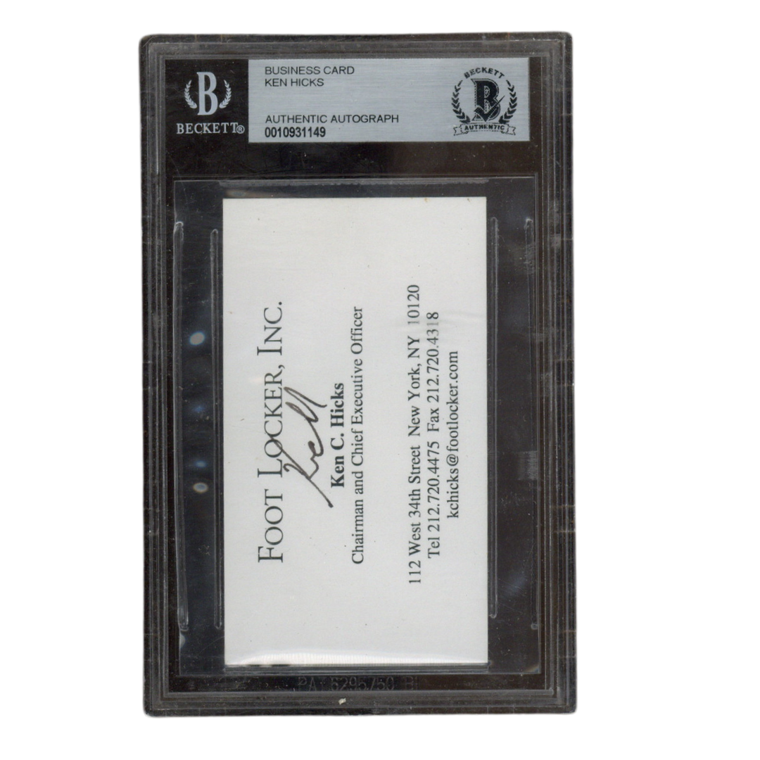 Ken C Hicks Autographed Signed Foot Locker Incorporated Business Card Beckett