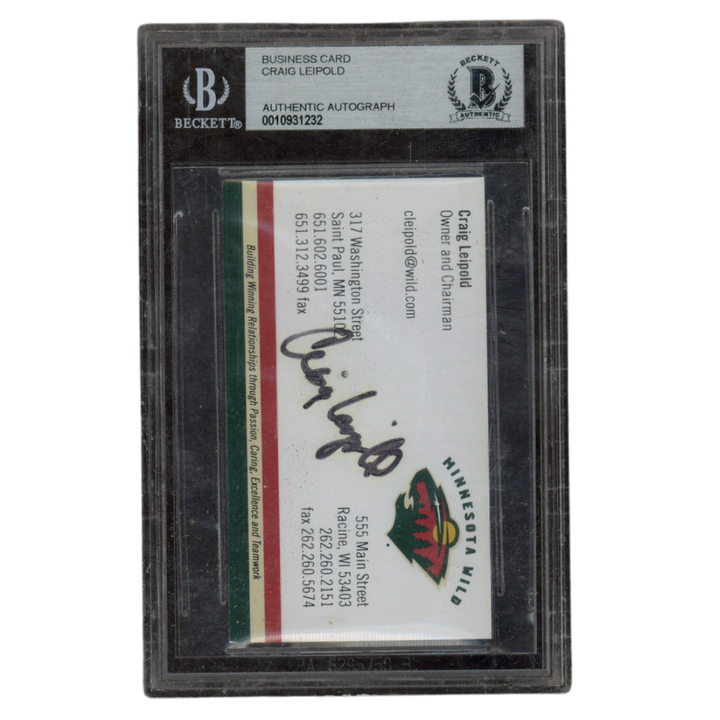 Craig Leipold Autographed Signed Minnesota Wild Business Card Beckett