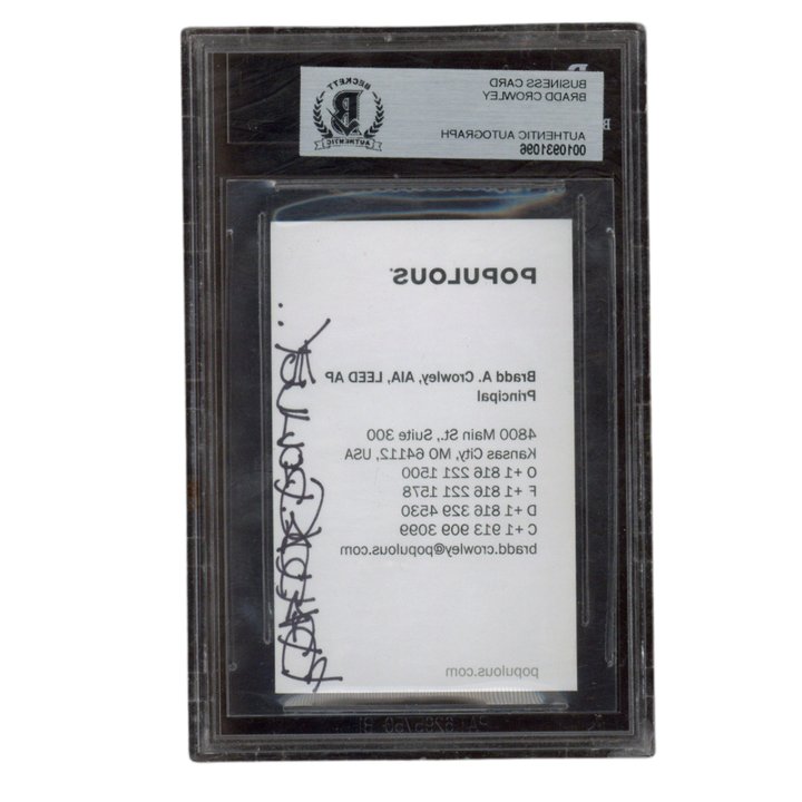 Bradd A Crowley Autographed Signed Populous Holdings Inc Business Card Beckett