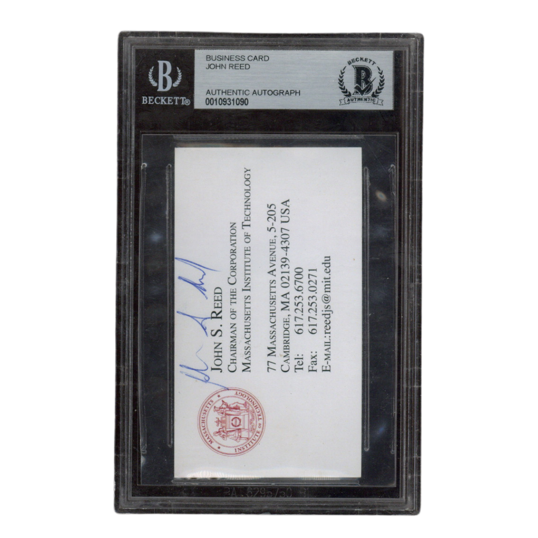 John S Reed Autographed Signed MIT Business Card Beckett