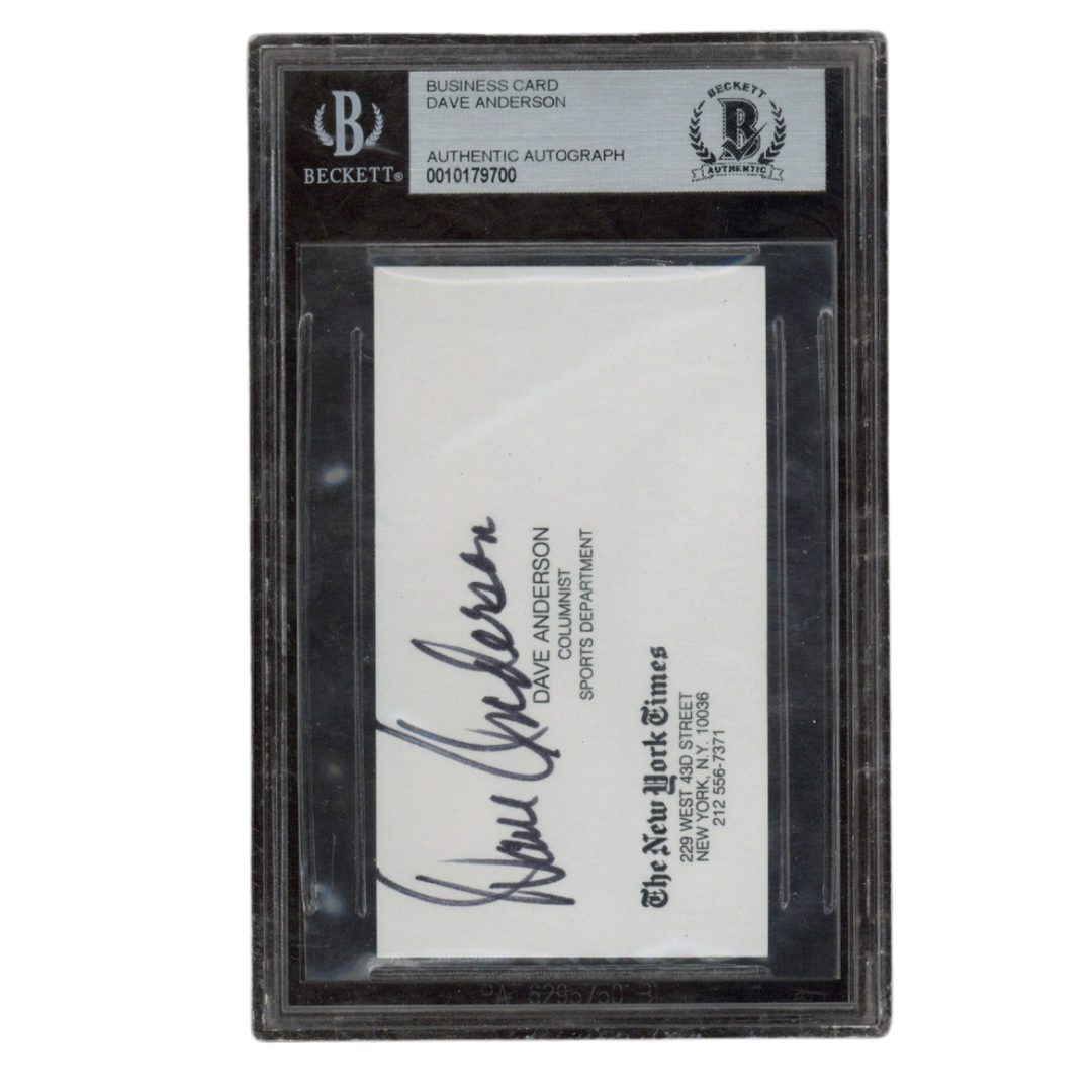 Dave Anderson Signed New York Times Sports Columnist Business Card Beckett