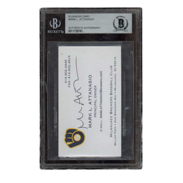 Mark Attanasio Autographed Signed Milwaukee Brewers Owner Business Card Beckett