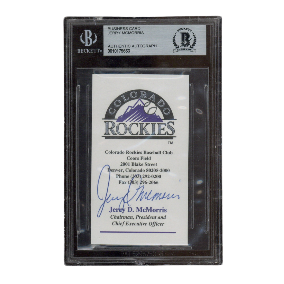 Jerry D McMorris Autographed Signed Rockies Owner Business Card Beckett