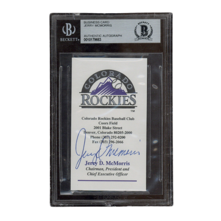 Jerry D McMorris Autographed Signed Rockies Owner Business Card Beckett