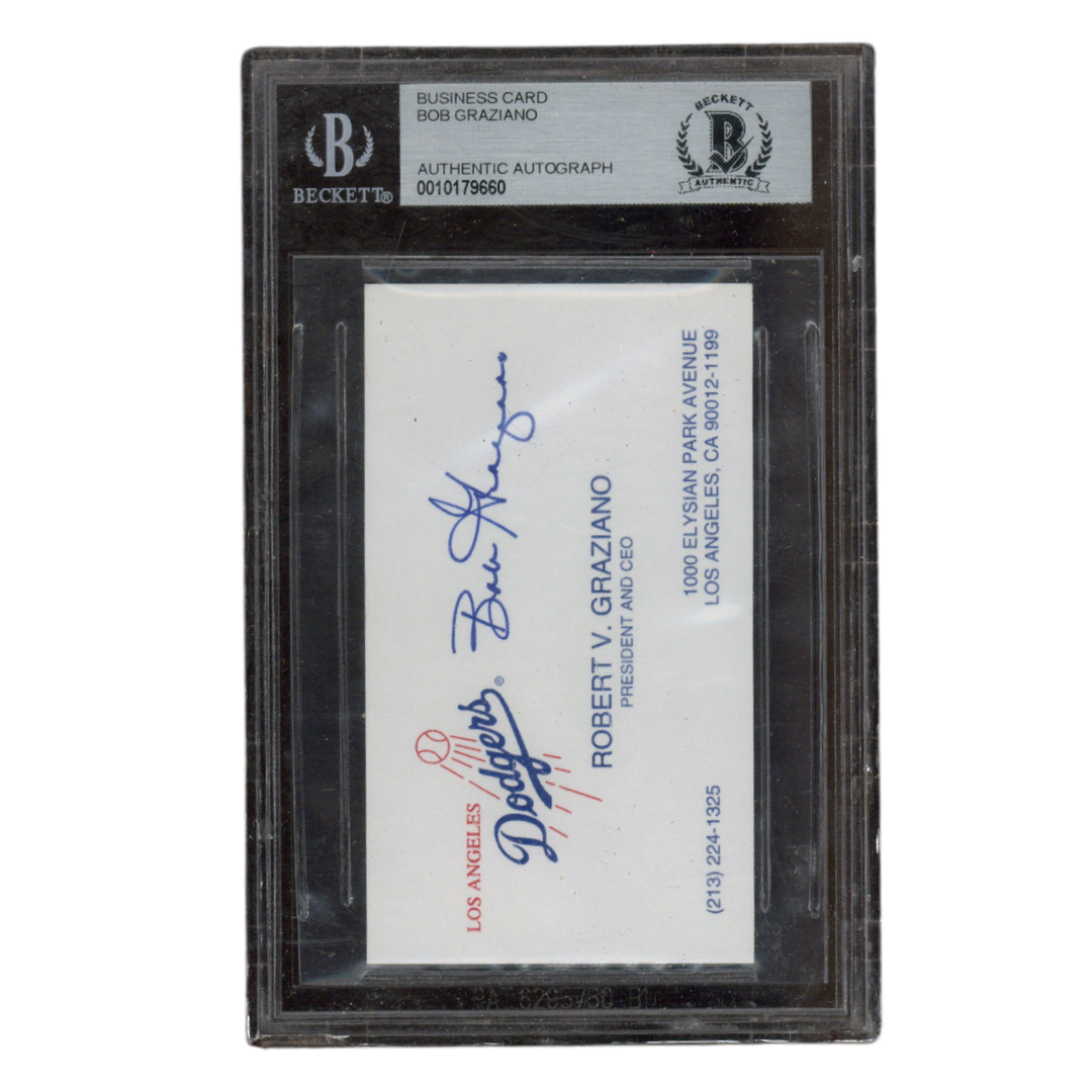 Robert V Graziano Autographed Signed Dodgers CEO Business Card Beckett