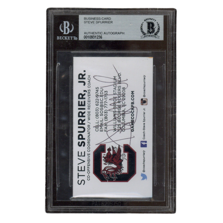Steve Spurrier Jr Autographed Signed South Carolina Business Card Beckett