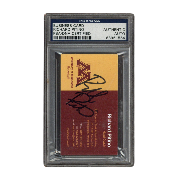 Richard Pitino Autographed Signed Minnesota University Business Card PSA