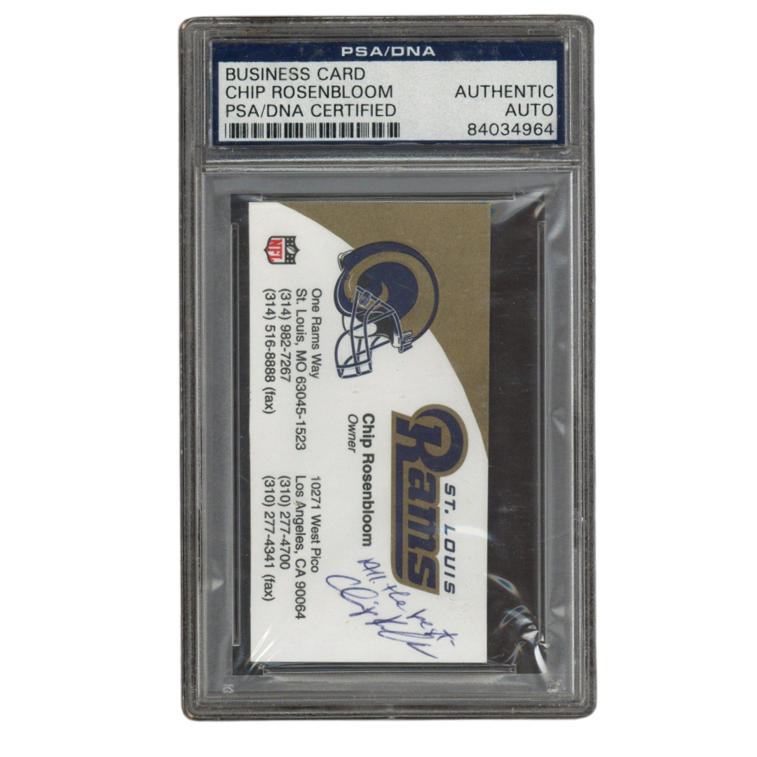 Chip Rosenbloom Autographed Signed Inscribed St Louis Rams Business Card PSA