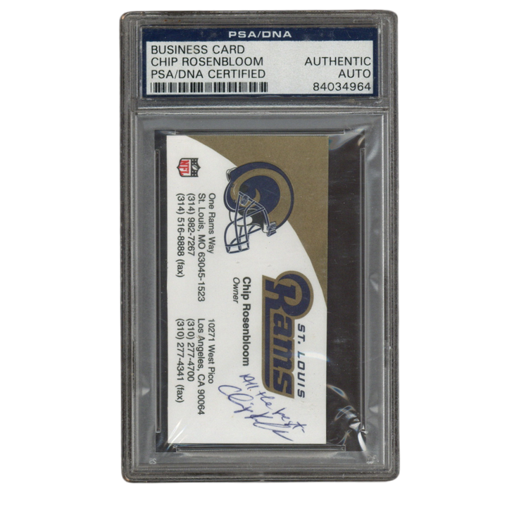 Chip Rosenbloom Autographed Signed Inscribed St Louis Rams Business Card PSA