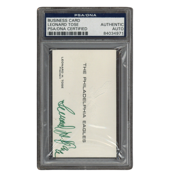 Leonard H Tosse Autographed Signed Philadelphia Eagles Business Card PSA