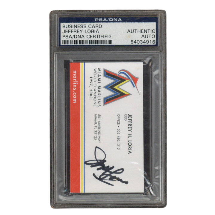 Jefferey H Loria Autographed Signed Owner of the Miami Marlins Business Card PSA