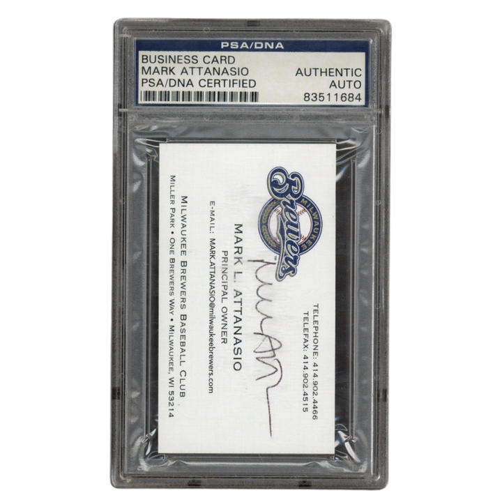 Mark L Attanasio Autographed Signed Milwaukee Brewers Owner Business Card PSA