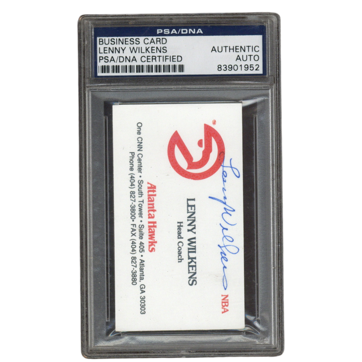 Lenny Wilkens Autographed Signed Atlanta Hawks Head Coach Business Card PSA