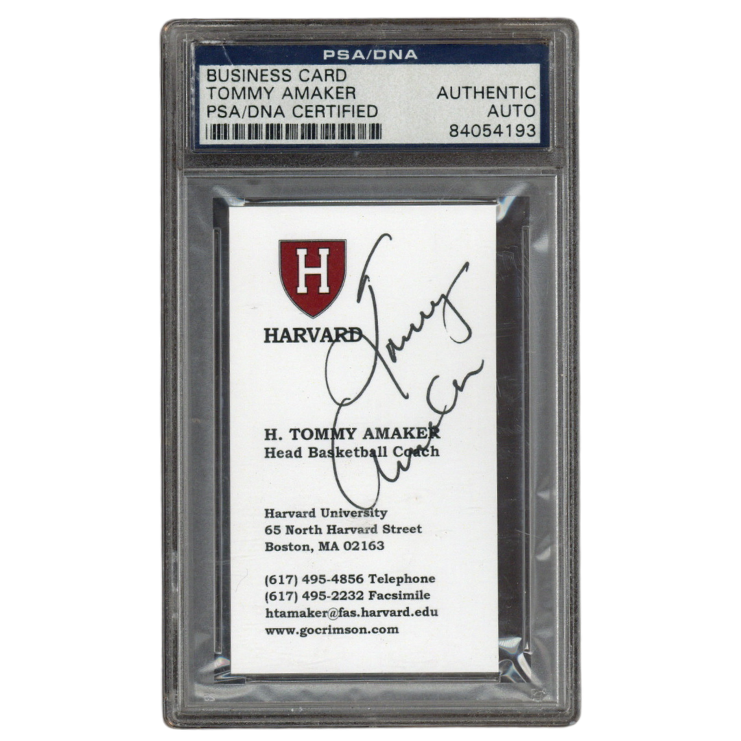 H Tommy Amaker Autographed Signed Harvard Basketball Coach Business Card PSA