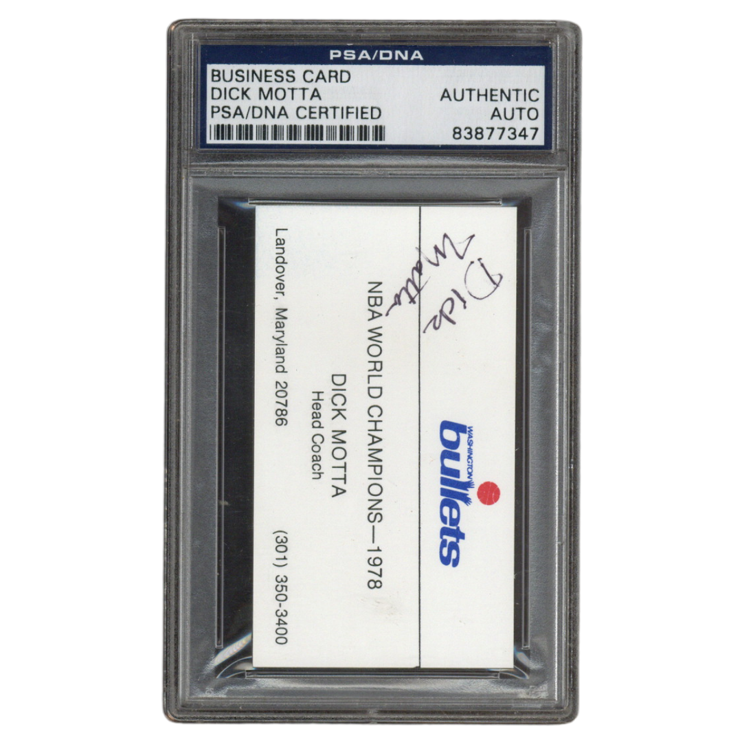 Dick Motta Autographed Signed Washington Bullets Head Coach Business Card PSA