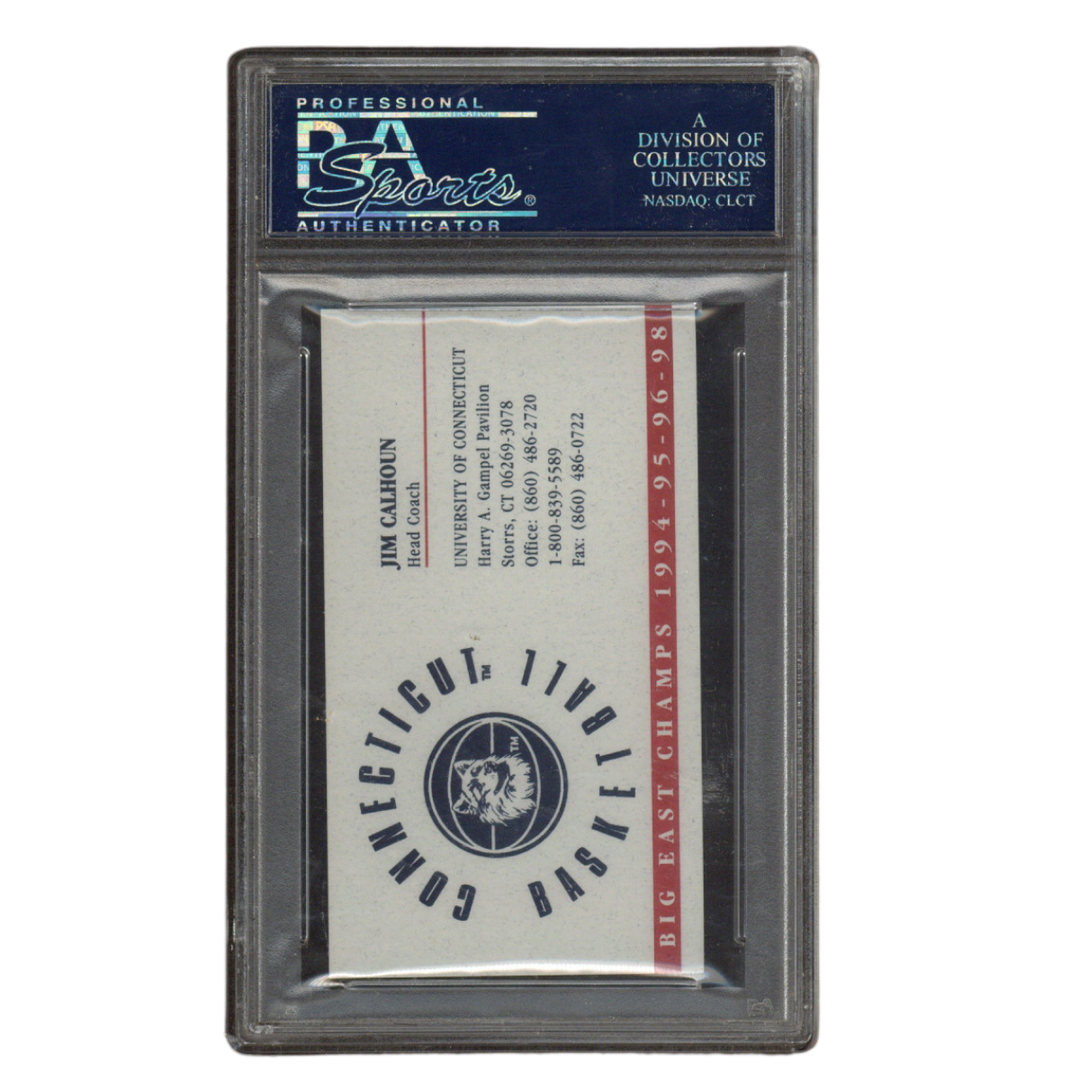 Jim Calhoun Autographed UConn Men's Basketball Head Coach Business Card PSA