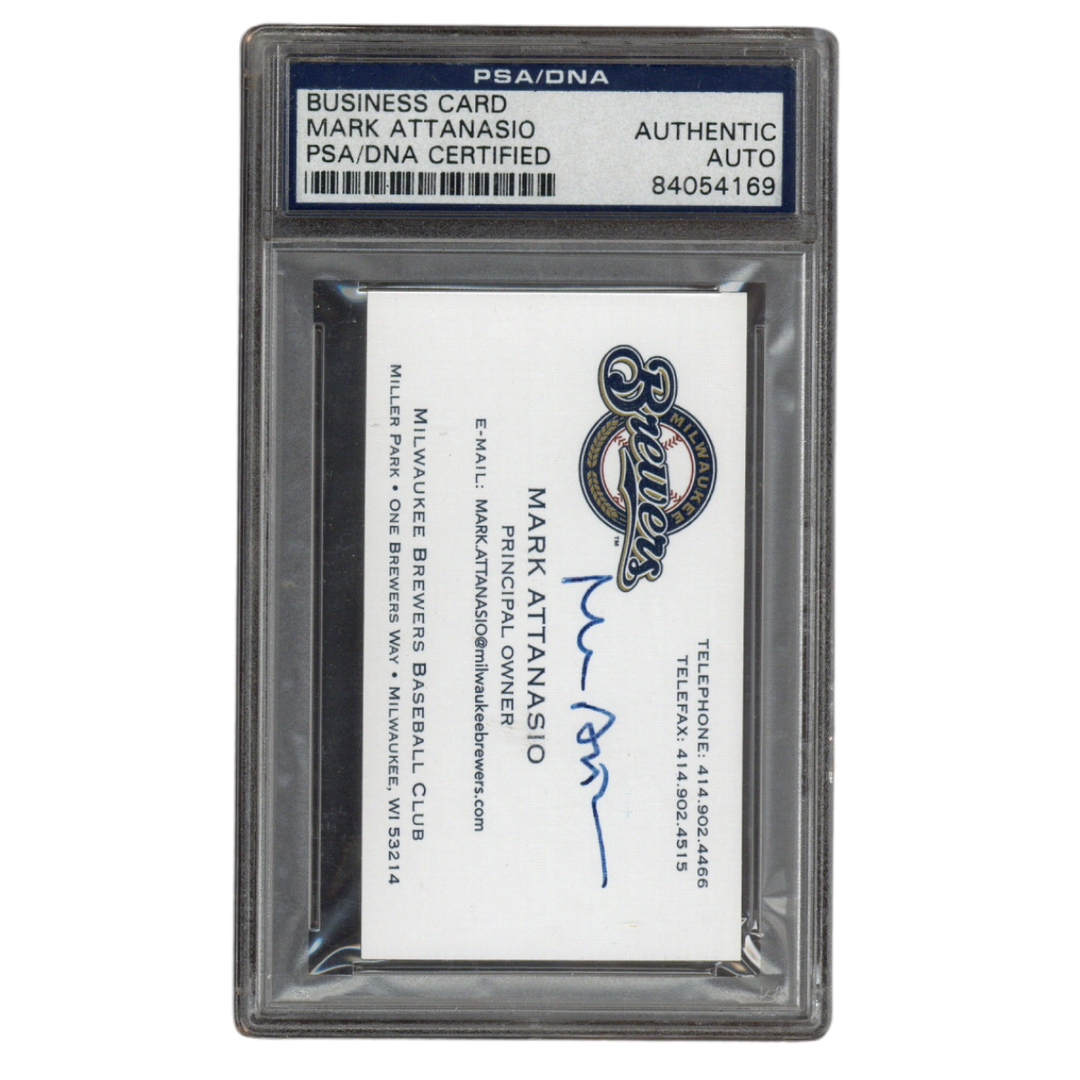 Mark L Attanasio Autographed Signed Milwaukee Brewers Owner Business Card PSA