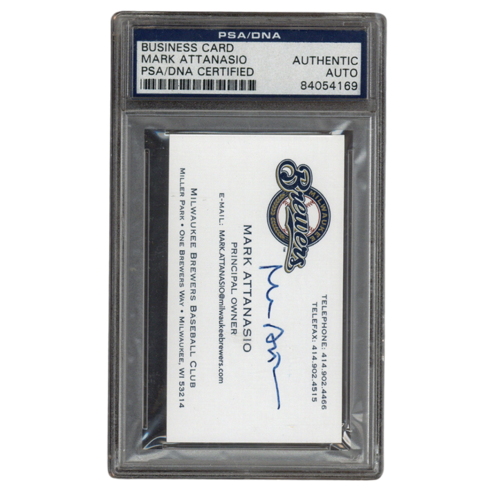 Mark L Attanasio Autographed Signed Milwaukee Brewers Owner Business Card PSA