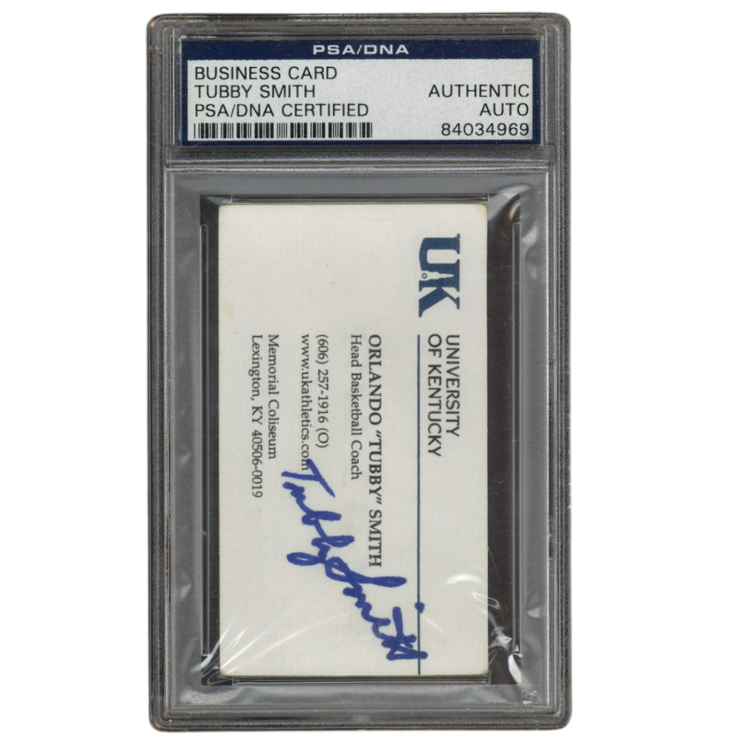 Orlando Tubby Smith Signed Inscribed Kentucky Basketball Coach Business Card PSA